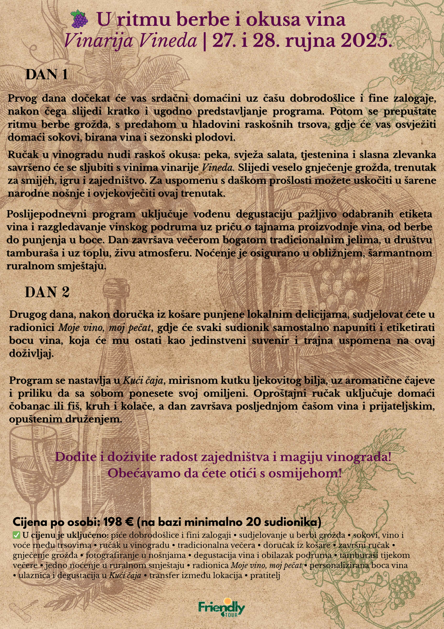 Podrum Vineda - U ritmu berbe i okusa vina 27.-28.9.2025. 3 Dvodnevni program Vineda – u ritmu berbe i okusa vina 2